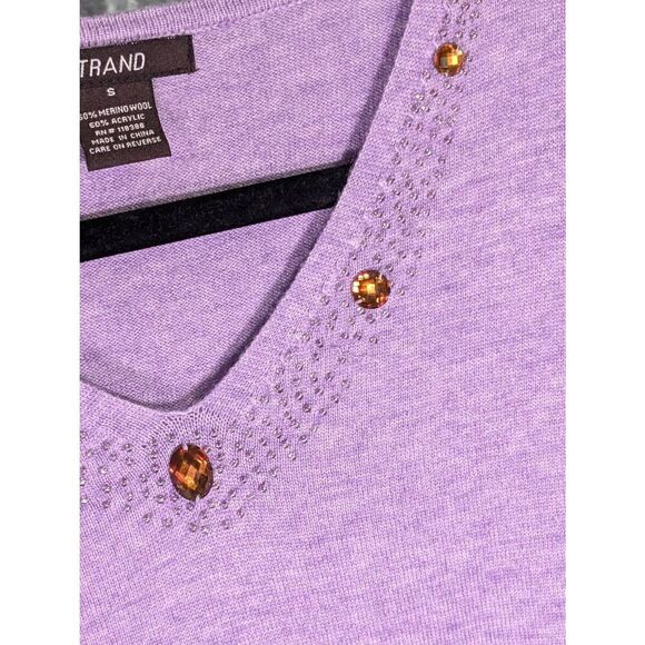 Strand V-Neck Purple/Pink Long Sleeve Sweater Women's Small - Picture 4 of 5